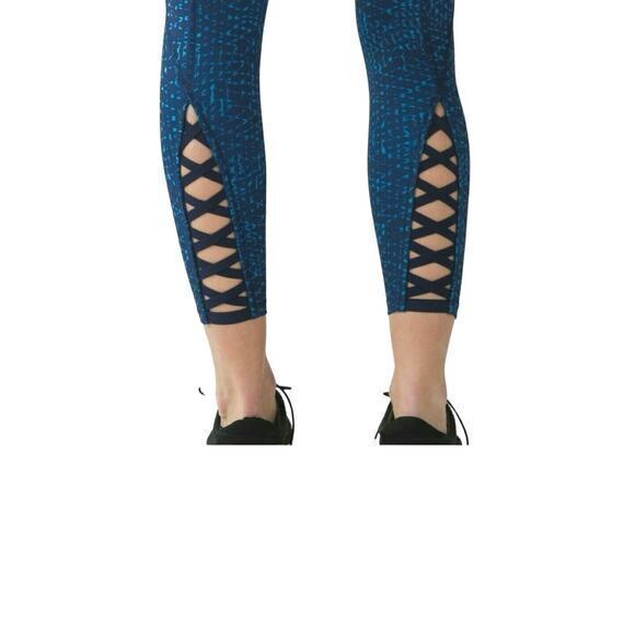 Lululemon Pure Practice Pant Leggings Samba Snake Kayak Blue Hero Blue 4 - Picture 4 of 17